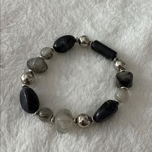 Chic Black and Silver Beaded Bracelet